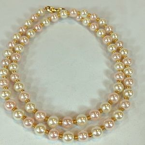 30” Cache ivory & pale pink faux pearl statement